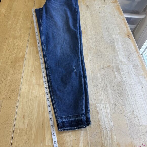 Spanx Distressed Denim Jeans Stretch Ankle Skinny Frayed Medium Wash Pull On XL - Picture 10 of 11